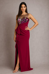 Ruched Side Slit Dress